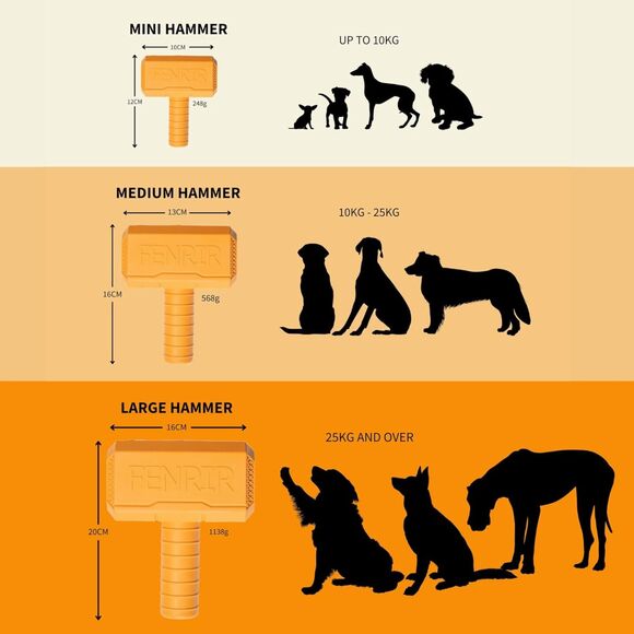 Fenrir Dog Chew Toy Hammer Chew Toy Medium Orange - Picture 5 of 7